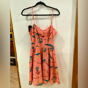 L'Amour Nanette Lepore Nautical Anchor Lion Print Sundress Juniors 11 Medium